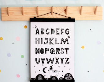 Black and White Alphabet Poster ABC Wall Art Alphabet Print Nursery Decor Wall Art Nursery Wall Art Kids Room Decor Playroom Decor Baby