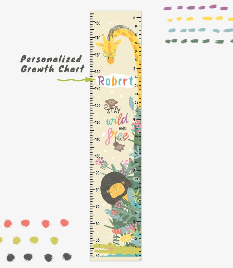 Growth Chart SAFARI Height chart for kids Personalized kids Etsy