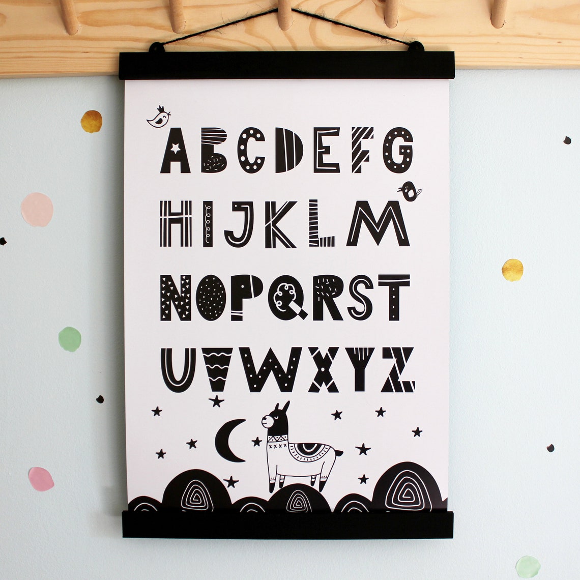 Black and White Alphabet Poster ABC Wall Art Alphabet Print - Etsy