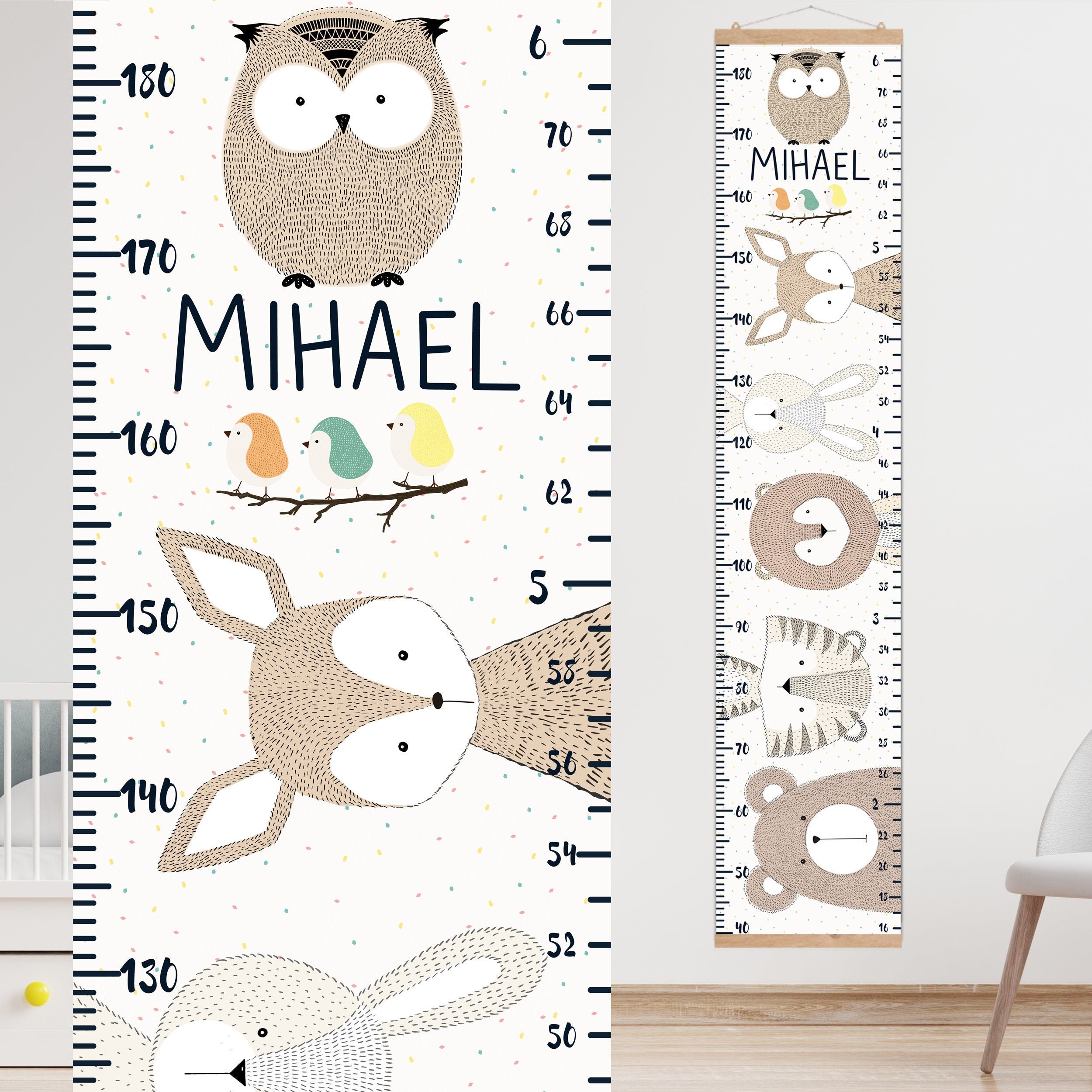 Woodland Growth Chart, Height chart for kids, Forest animals nursery art, Woodland nursery decor, , Forest animals, Baby gift