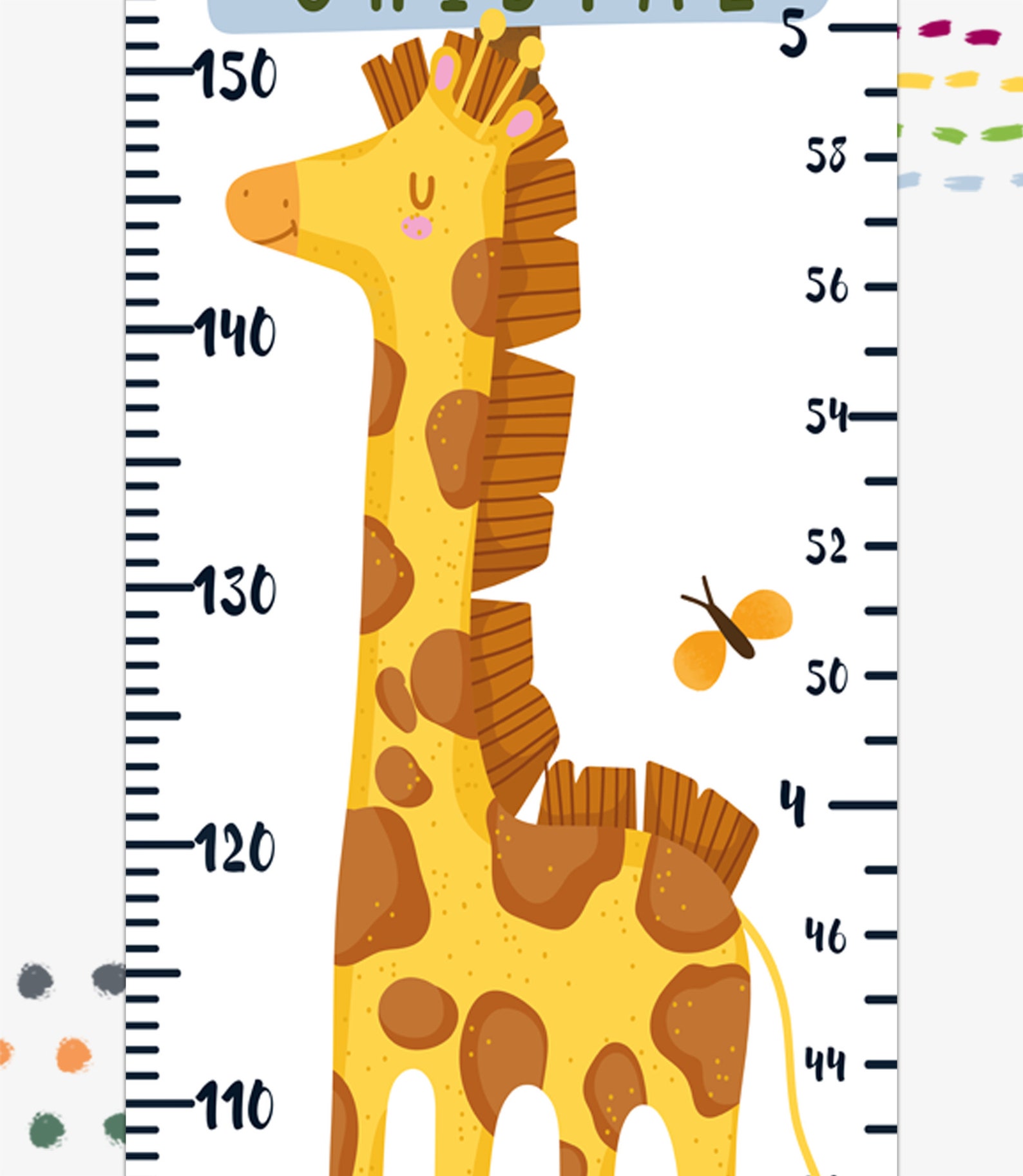 Safari height chart for kid Giraffe growth chart Animals Etsy