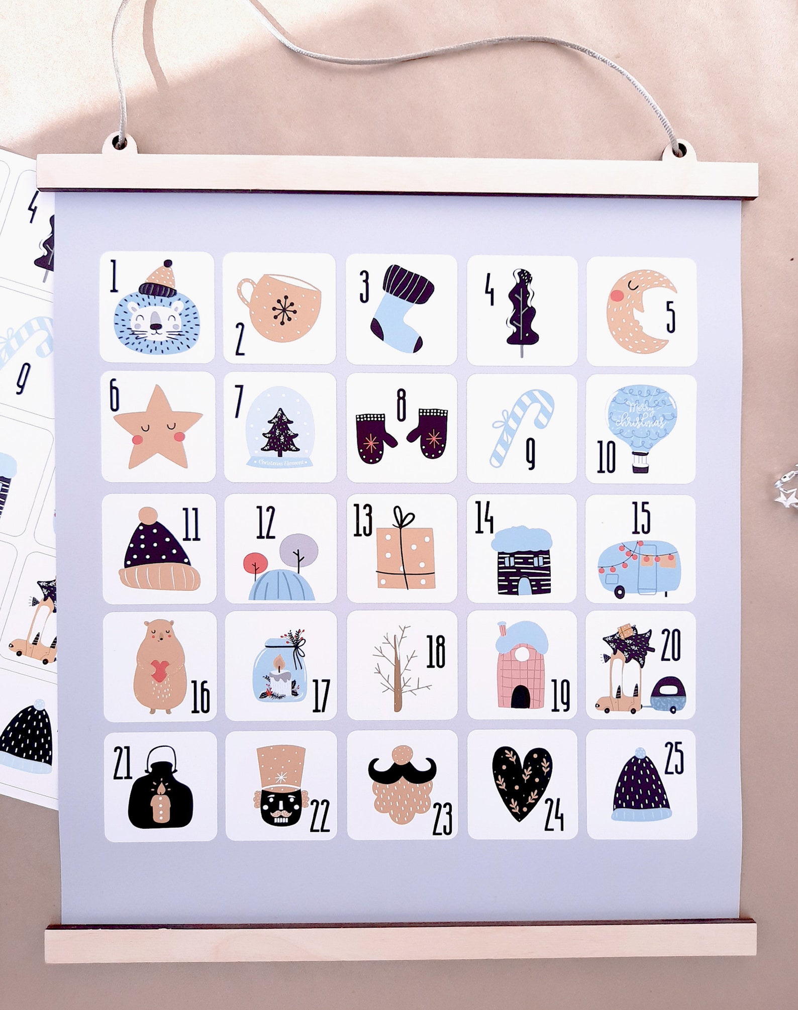 Advent Calendar Stickers Christmas Poster Christmas Etsy UK