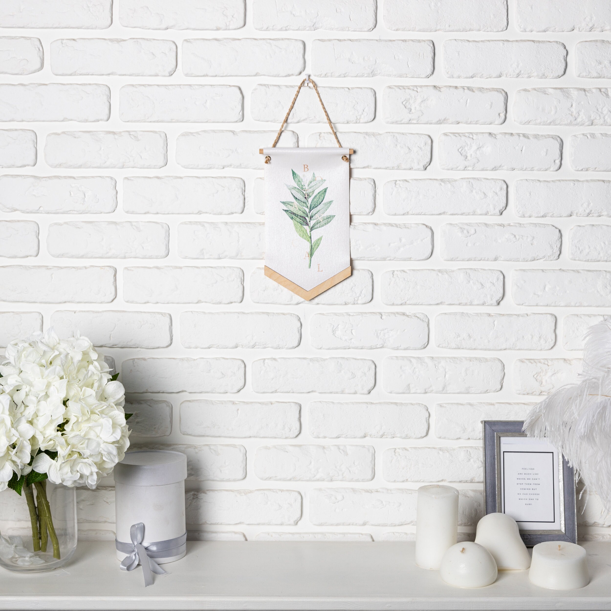 Botanical Canvas Banner Wall Hanging Banner With Branch Etsy