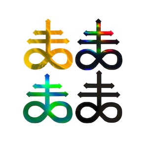 Leviathan Cross 4&quot; Permanent Vinyl Decal Satanic Sticker