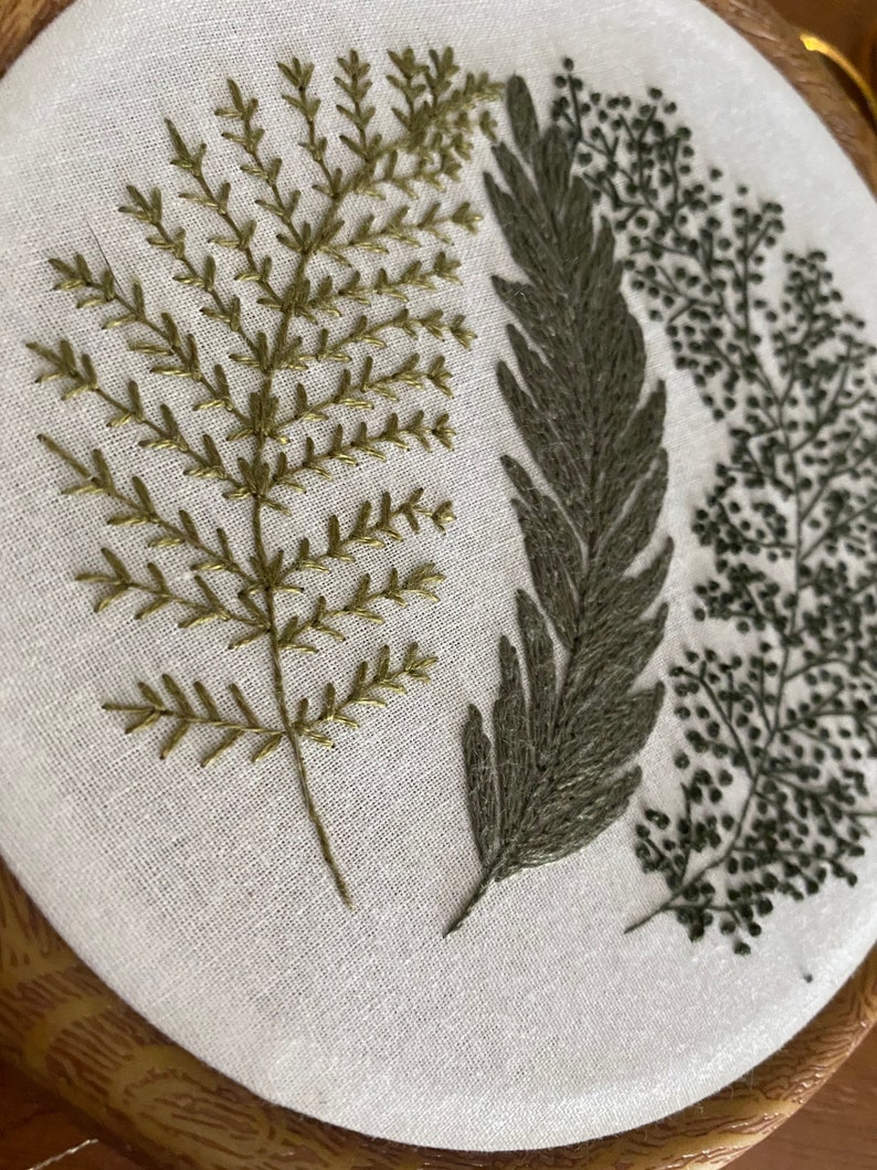 EMBROIDERY HOOP Botanical Study FernSageDelicateFlora