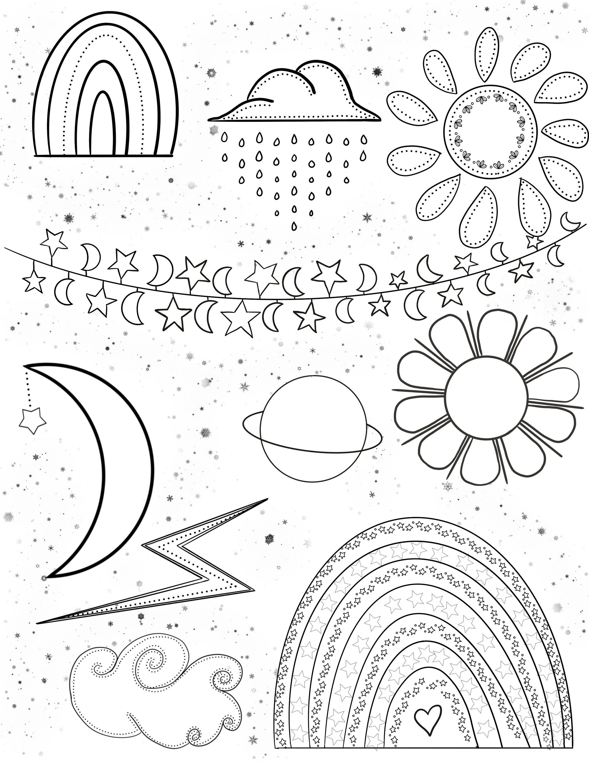 DIGITAL COLORING PAGE// Weather | Etsy