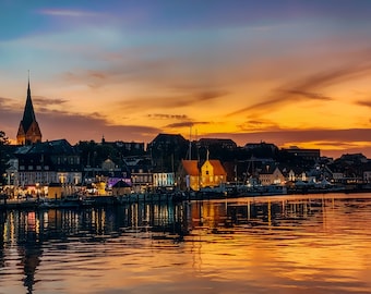 Digital print wall art Flensburg City Germany Harbour sailing coast photo