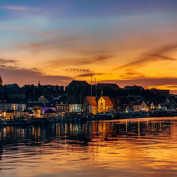 Digitaldruck Wand Kunst Flensburg Stadt Deutschland Hafen Segeln Küste Foto