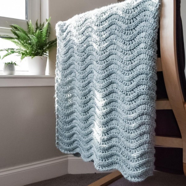 CROCHET PATTERN Quiet Ripple Lapghan | Crochet Lapghan Pattern | Crochet Blanket Pattern | Crochet Throw Pattern | Easy Crochet Pattern