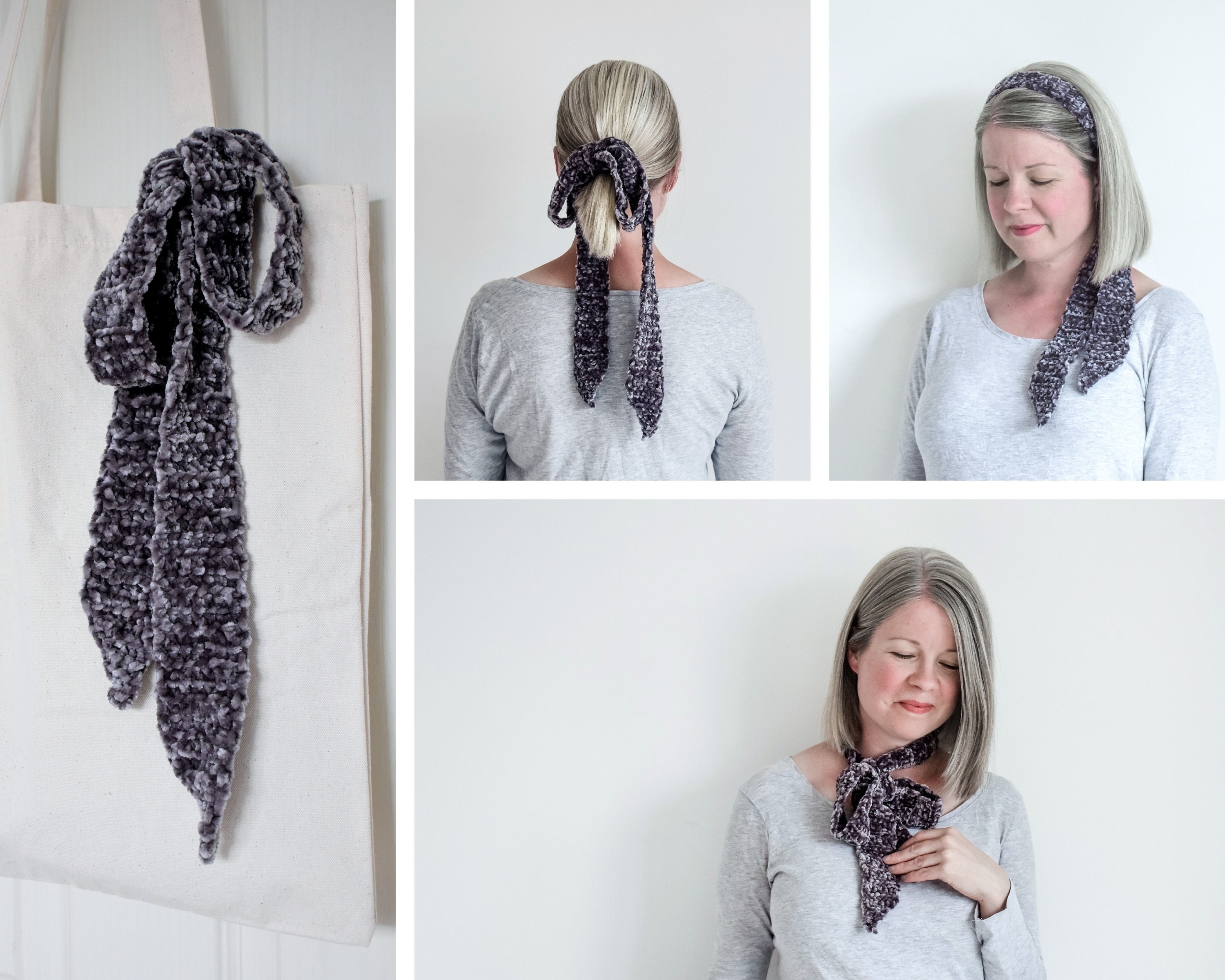 Crochet Easy Hair Ribbon Pattern, Crochet Vintage Hair Scarf/hair Tie/hair  Ribbon Tutorial for Beginners, How to Crochet A Hair Ribbon 