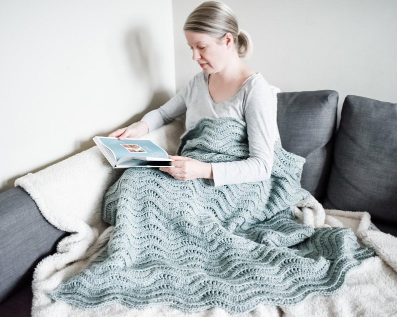 CROCHET PATTERN Quiet Ripple Lapghan Crochet Lapghan Pattern Crochet Blanket Pattern Crochet Throw Pattern Easy Crochet Pattern image 3