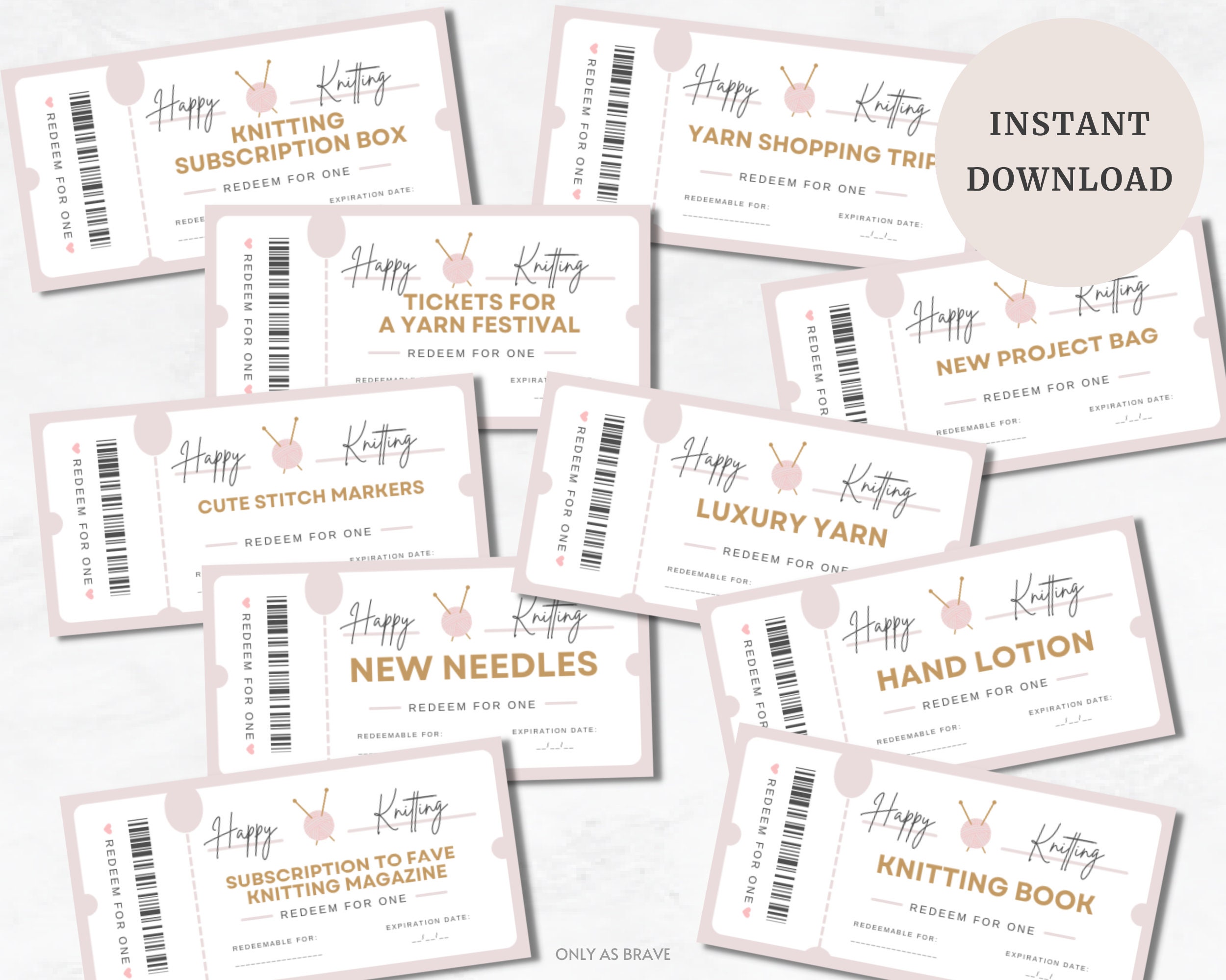 Gift for A Knitter Printable Knitting Coupons Knitting Etsy
