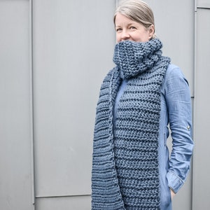 CROCHET PATTERN Denim Drift Scarf | Crochet Scarf Pattern | Easy Crochet Pattern | Beginner Crochet Pattern | Long Crochet Scarf