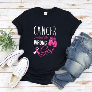 Cancer Picked The Wrong Girl, Cancer Picked The Wrong Woman, Breastcancer Awareness, Breastcancer Shirt, Cancer Boxing Gloved, Breastcancer