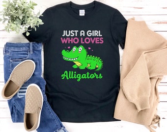 Camisa de cocodrilo para niñas, solo una chica que ama los caimanes, linda camisa de cocodrilo, camisa de animal de zoológico, camisa de cocodrilo