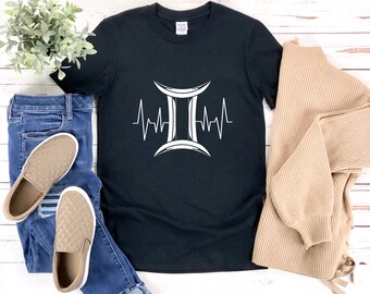Gemini Shirt, Gemini Symbol, Gemini Heartbeat, Gemini Sign, Gemini Zodiac Shirt, Gemini Horoscope, Gemini Constellation