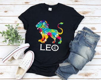 Colorful Lion Shirt, Leo Shirt, Leo Sign Shirt, Leo Symbol Shirt, Leo Zodiac Shirt, Horoscope Leo Shirt, Leo Tshirt