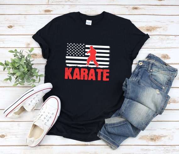American Flag T-Shirt For Kids With Karate Boy Patriotic American Flag T-Shirt For Kids With Karate Boy Patriotic