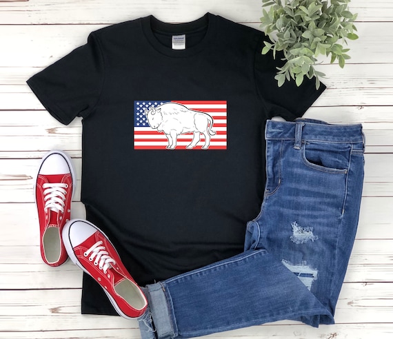 American Bison Shirt American Flag Buffalo Buffalo Shirt Bison Shirt Bison Tshirt Bison T shirt Buffalo Tshirt Etsy