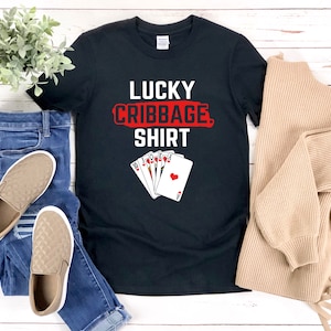 Camisa Cribbage, Camisa Cribbage da Sorte, Presentes para Jogadores de Cartas, Camisa de Jogo de Tabuleiro, Camisa de Baralho de Cartas, Camisa de Cartão de Coração