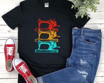 Sewing Machine Shirt, Sewing Shirt, Sewing Lovers Gifts, Seamstress Shirt, Quilting Shirt, Tailor Shirt, Colorful Sewing Machine