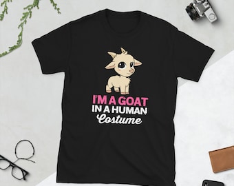 Camisa de cabra, camisa de cabra linda, soy una cabra en un disfraz humano, camisa de Halloween de cabra, camisa de cabra divertida, camiseta de cabra