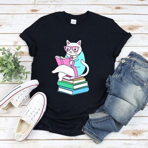 Cat And Books Shirt, Bookworm Shirt, Reading And Cats, I Love Books And Cats, Book Lover T-shirt, Reading Lover Shirt