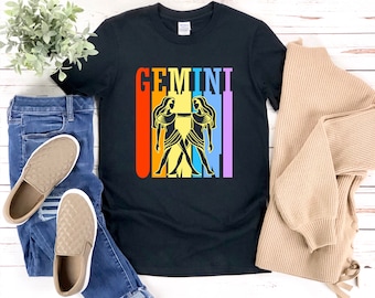 Gemini Shirt, Gemini Twin Shirt, Gemini Girl, Gemini Symbol Shirt, Gemini Sign, Gemini Zodiac Shirt, Gemini Horoscope, Retro Zodiac Shirt