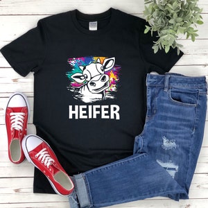 Heifer Shirt, Cute Heifer Shirt, Colorful Heifer Shirt, Farm Animal Shirt, Ranch Shirt, Farming Shirt, Cute Cow Shirt, Heifer T Shirt