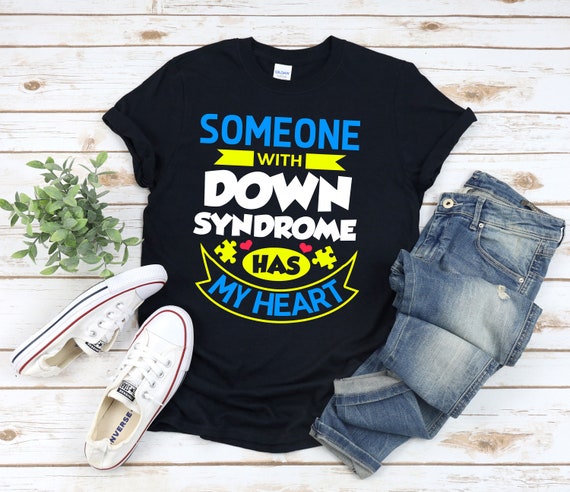 Down Syndrome Awareness Shirt - 'Down Right Amazing' Women's Tee With Yellow & Blue Ribbon, Navy Blue - View #2
