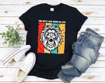 Löwenkopf Shirt, Leo Shirt, Lustiges Leo Shirt, Löwe Geburtstagsgeschenke, Die Besten sind als Löwe geboren, Vintage Löwen T-Shirt, Lustiges Geburtstagsshirt