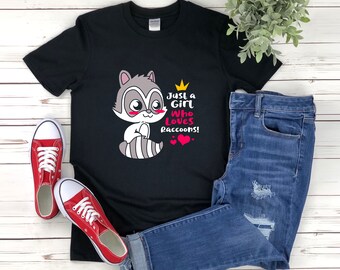 Camisa mapache, Camisa amante mapache, Just A Girl Who Loves Raccoons, Racoon Lover, Regalos para los amantes de los animales