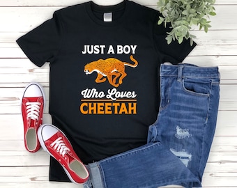 Cheetah Shirts For Men, Just A Boy Who Loves Cheetah, Cute Cheetah Shirt, Cheetah Shirt, Cheetah Lover Shirt