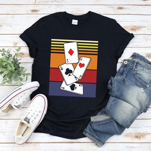 Camisa de pôquer vintage, camisa de baralho de cartas, camisa de pôquer, camisa de jogo, camisa de jogo de cartas, camiseta de jogador de pôquer, camisa texas holdem