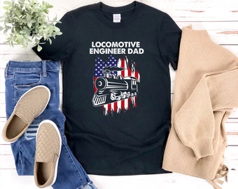 Camisa De Papá, Camisa De Tren, Regalo De Amante Del Tren, Papá Ingeniero De Locomotoras, Regalo Del Día Del Padre, Camisa De La Bandera Americana, Camisa Patriótica, Camisa De Ferrocarril