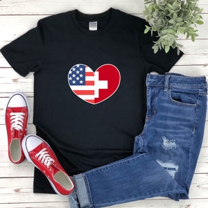 Swiss American Shirt, Switzerland American Flag, American Flag Shirt, Switzerland Flag Shirt, Switzerland Shirt