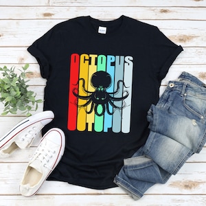 Colorful Octopus Shirt, Vintage Octopus, Retro Octopus Shirt, Tentacle Shirt, Octopus Lover Shirt, Sea Creature Shirt