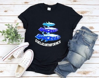 Coelacanth Shirt, Coelacanthiformes, Fish T-shirt, Paleontology Shirt, Old Fish Shirt, Living Fossil Fish