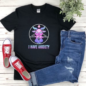 I Have Anxiety Shirt, Funny Anxiety Shirt, Cute Baphomet Shirt, Kawaii Baphomet,  Pastel Goth Shirt, Baphomet Shirt