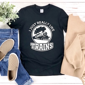 Camicia del treno, regalo per gli amanti del treno, maglietta della ferrovia, camicia ferroviaria, mi piacciono molto i treni, camicia per gli amanti del treno, camicia della locomotiva