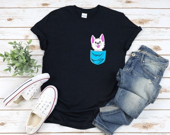 Camicia con cane in tasca, camicia per cani Westie, camicia Westie carina, regalo per gli amanti dei cani, maglietta Westie, regali Westie, camicia proprietario del cane Westie