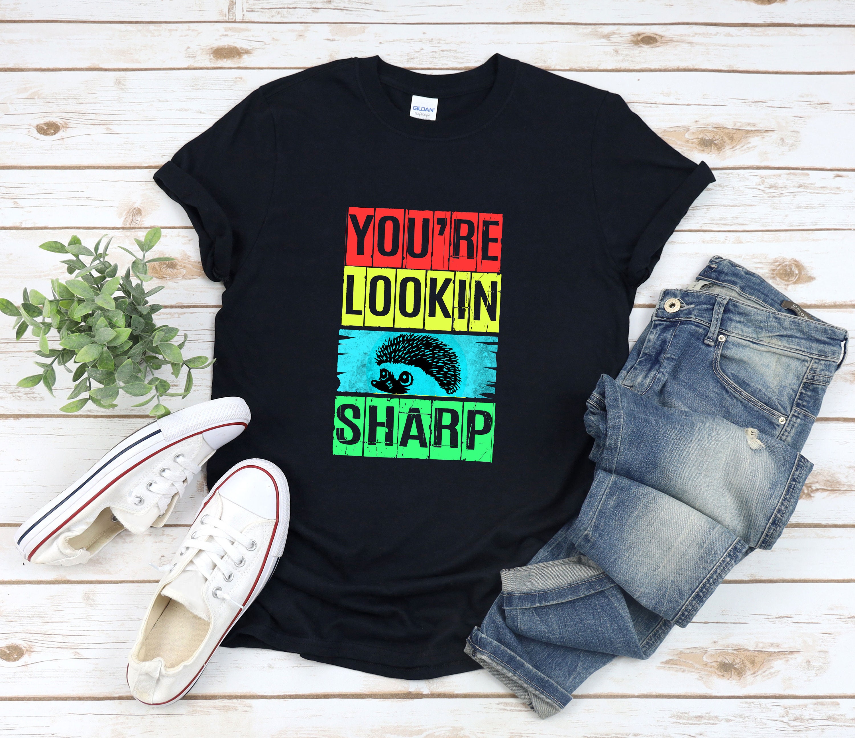 Retro Hedgehog Shirt, Cute Hedgehog Shirt, Youre Lookin Sharp, Funny ...