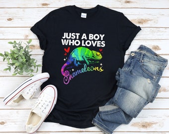 Chamäleon Shirt für Männer, nur ein Junge, der Chamäleons liebt, Chamäleon Liebhaber Shirt, Reptil Liebhaber Geschenk, süßes Chamäleon Shirt
