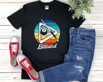 Camicia da biliardo vintage, camicia da biliardo retrò, regali per giocatori di biliardo, maglietta da biliardo, camicia da giocatore di biliardo, camicie sportive retrò