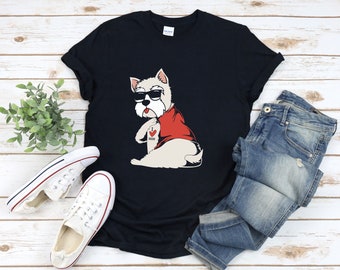 Camicia per cani Westie, Amo la camicia della mamma, Cane con camicia tatuata, Maglietta per cani con occhiali da sole, Camicia per mamma Westie, Camicia per mamma cane per la festa della mamma