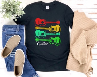 Guitarist Shirt, Vintage Guitar Shirt, Colorful Guitar, Musical Instruments, Guitar Lover Shirt, Musician Shirt, Music Lover Shirt