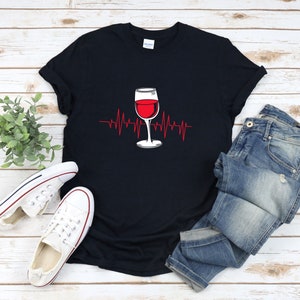 Wine Heartbeat Shirt, I Love Wine Shirt, Wine Lover Shirt, Wine Shirt, Gifts For Wine Lovers Women, Wine Drinking Shirt