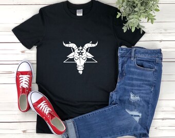 Koszulka satanistyczna koza, koszulka Baphomet, koszulka Pentagram, koszulka satanistyczna, koszulka Baphomet, koszulka okultystyczna, koszulka ateistyczna