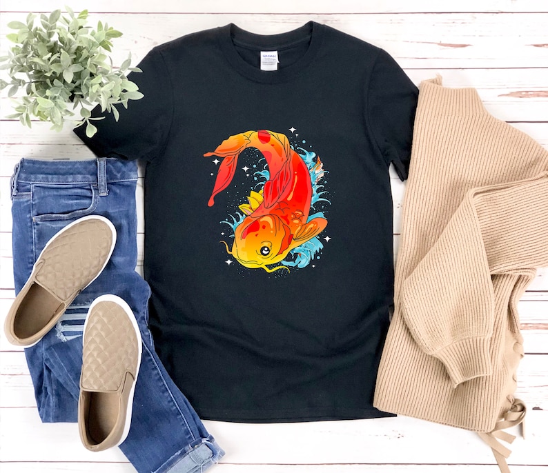 Camisa Koi, camiseta de pez Koi, pez Kawaii, camisa estética japonesa ...