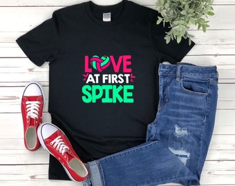 Love At First Spike Shirt, Volleyball Shirt, Gifts For Volleyball Players, Volleyball Team Shirt, Funny Volleyball Shirt